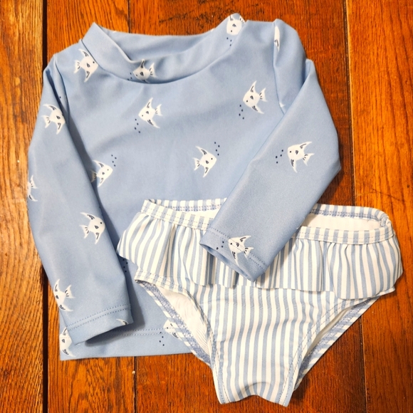 Carter's Light Blue Fish Print Rashguard Set - Picture 2 of 3